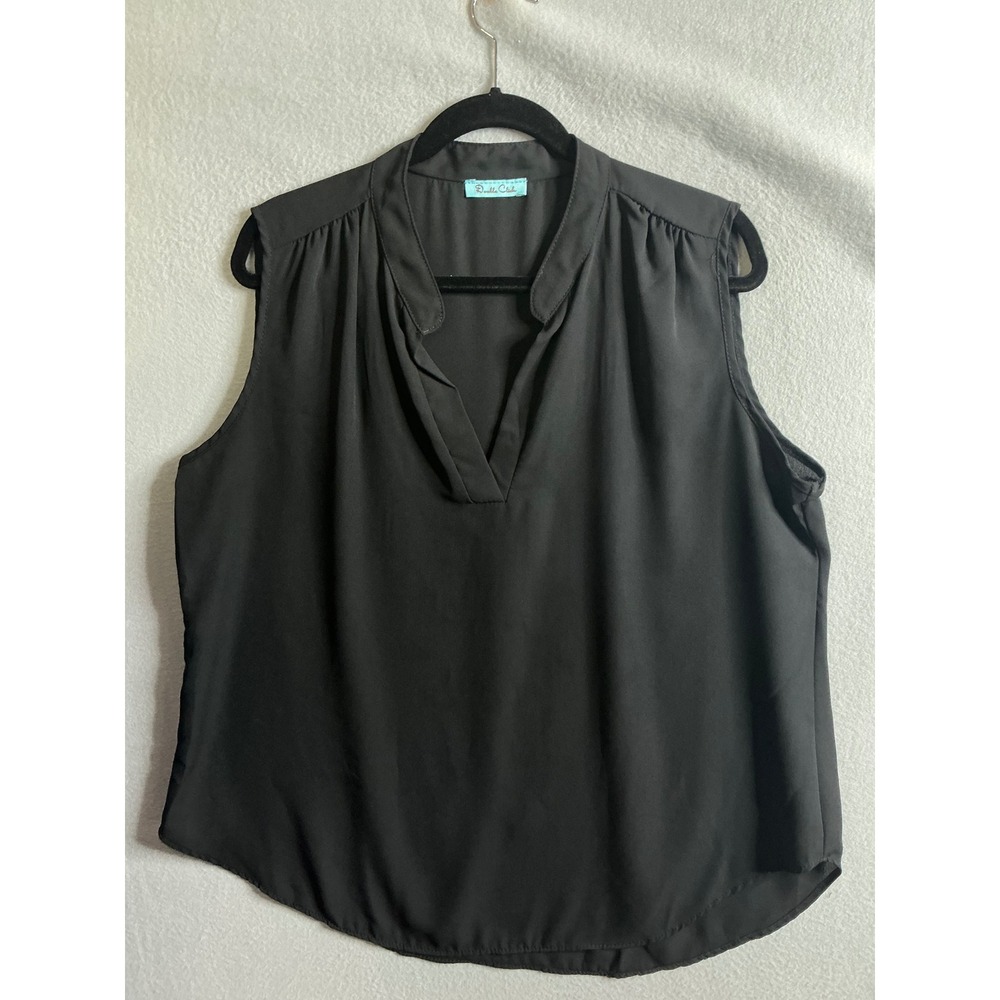 Double Click Top Women's XL Sleeveless Blouse V-Neck Casual‎ Elegant Plus Size